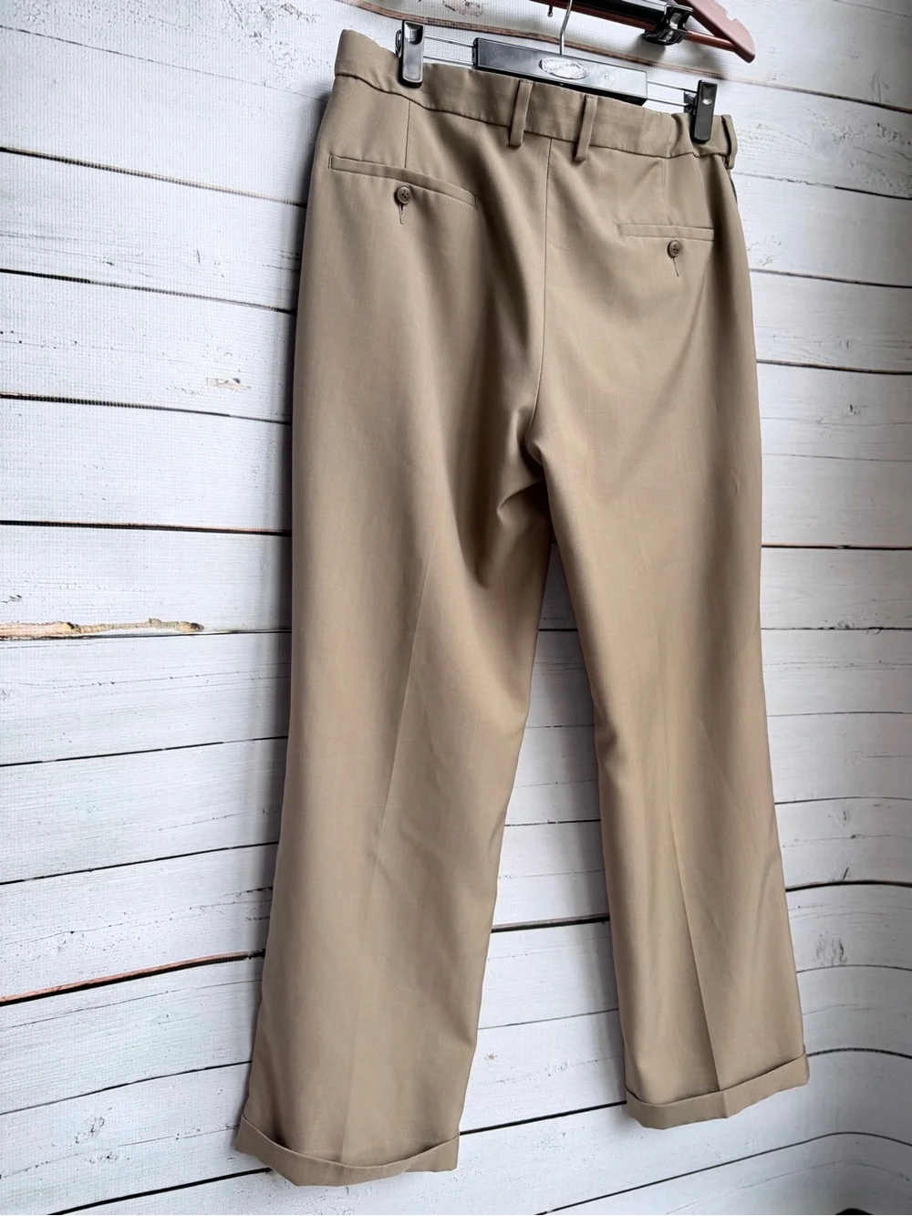 Haggar Men's Pleated Chinos in Light Brown 34x29